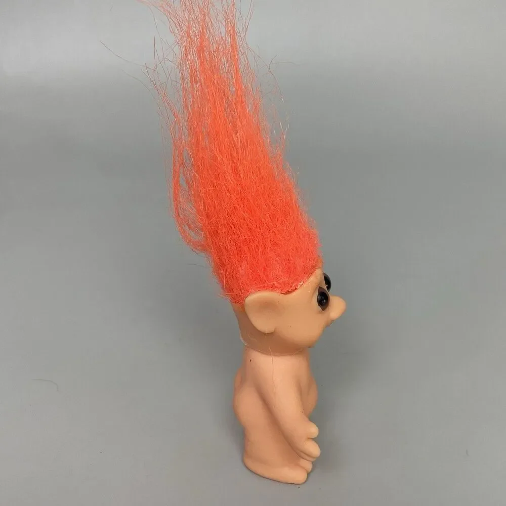 Vintage Troll Dolls Lot of 2 Orange Yellow Hair 1992 HYI Elf Troll Figures Nude